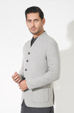 Grey V Neck Tweed Jacket