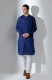 Navy Kurta With Wood Button