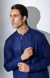 Navy Kurta With Wood Button