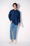 Mandarin Collar Denim Shirt